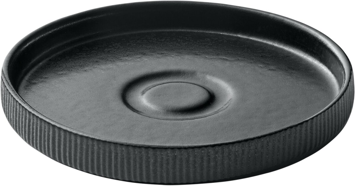 Nara Black - Untertasse rund Relief,  schwarz, 15 cm
