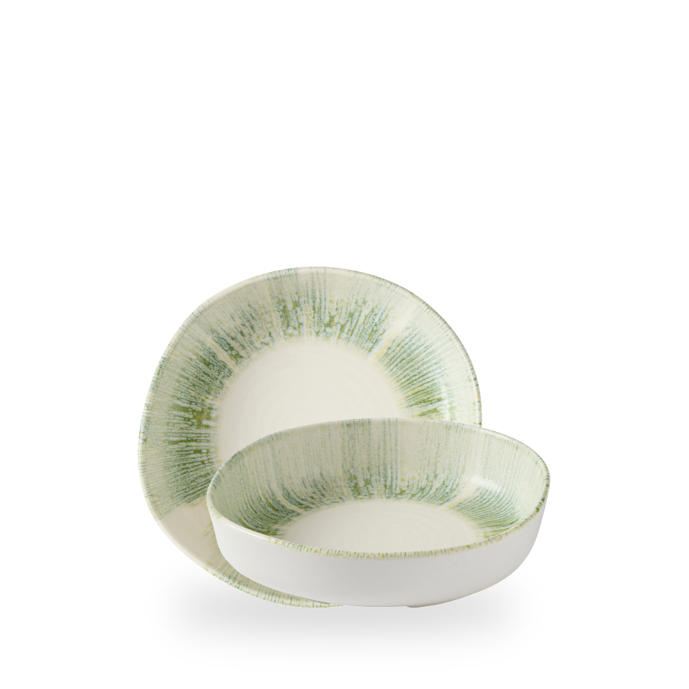 Lyra Green - Organische Schüssel mit hohem Rand 20 cm