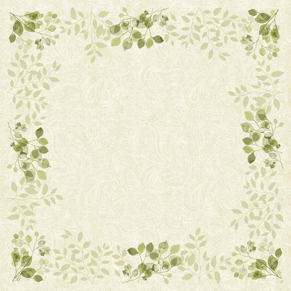BIO Dunicel Mitteldecke - Paisley leaves, 84 x 84 cm BIO Dunicel Mitteldecke - Paisley leaves, 84 x 84 cm
