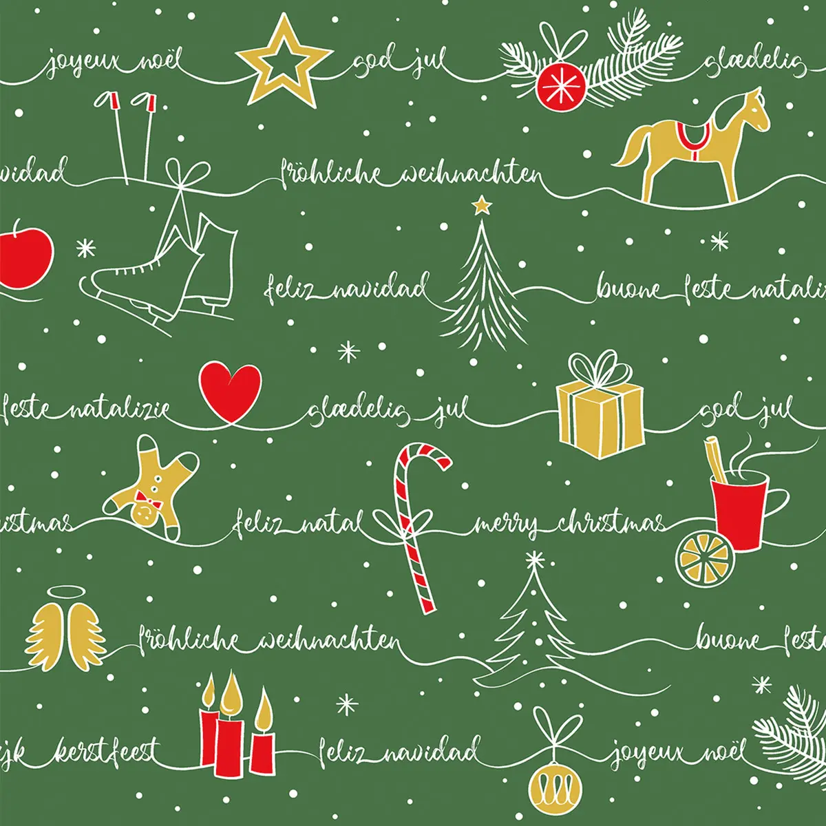 Mank - Linclass Serviette Ravin grün-rot-gold, 40 x 40 cm, 1/4 Falz