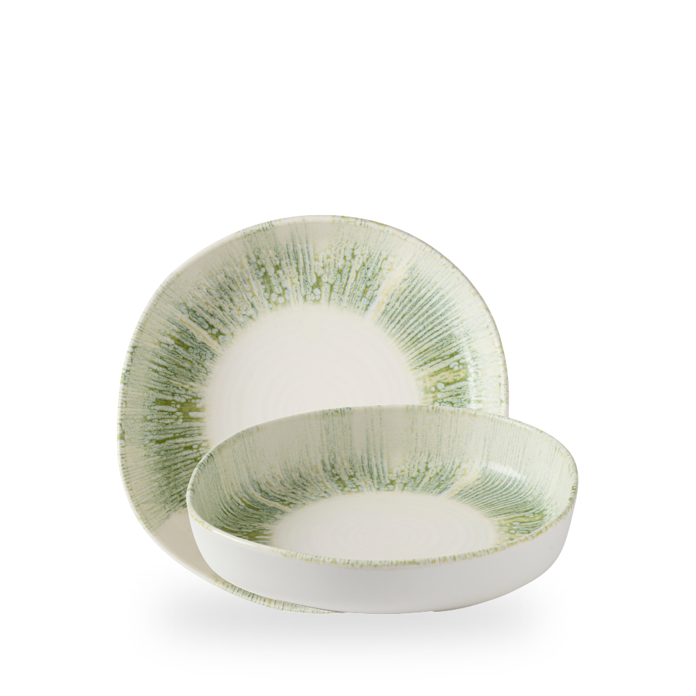 Lyra Green - Organische Schüssel mit hohem Rand 23 cm