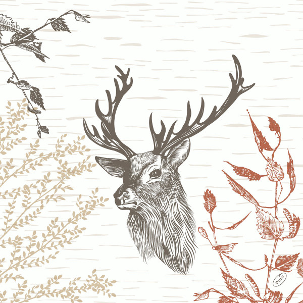 Duni, Klassikservietten - Wood & Deer, 40 x 40 cm, 4-lagig, geprägt, 1/4-Falz