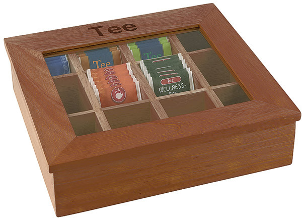 APS - Teebox mit 12 Kammern, rot-braun