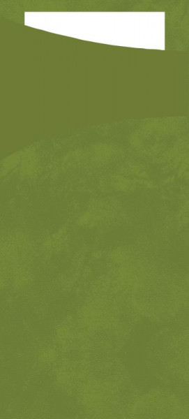 Duni, Sacchetto Zelltuch-Serviettentasche, leaf green, Serviette weiß, 190 x 85 mm