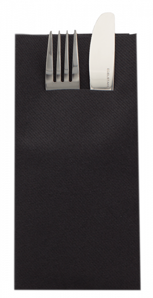 Mank, Pocket Napkin - Linclass light Besteckservietten, 40 x 40 cm, 1/8 Falz, schwarz