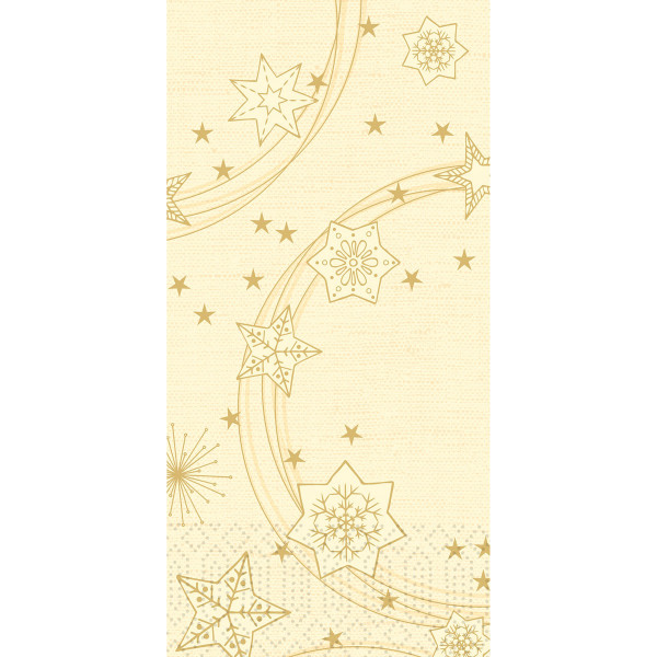 Duni, Zelltuchservietten - Star Shine Cream, 40 x 40 cm, 3-lagig, 1/8 Falz