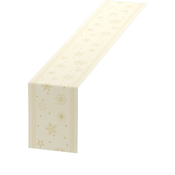Duni, Tischläufer Dunicel - Star Shine cream, 20 m x 15 cm