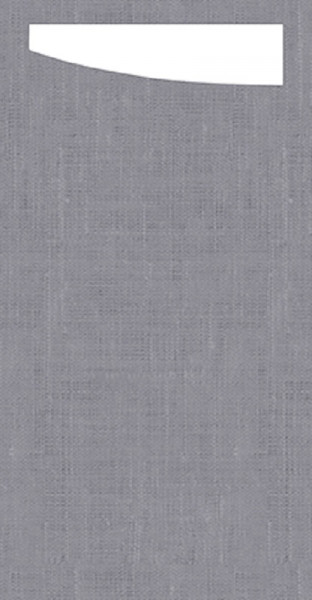 Duni, Sacchetto Dunisoft-Serviettentasche, granite grey, Serviette weiß, 230 x 115 mm