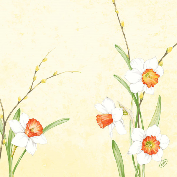 Duni, Dunisoft-Servietten - Daffodil Joy, 40 x 40 cm, 1/4 Falz
