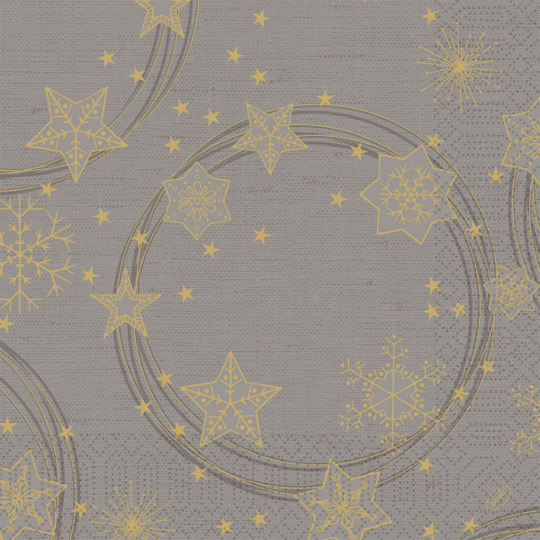 Duni, Zelltuchservietten - Star Shine grey, 40 x 40 cm, 3-lagig, 1/4 Falz