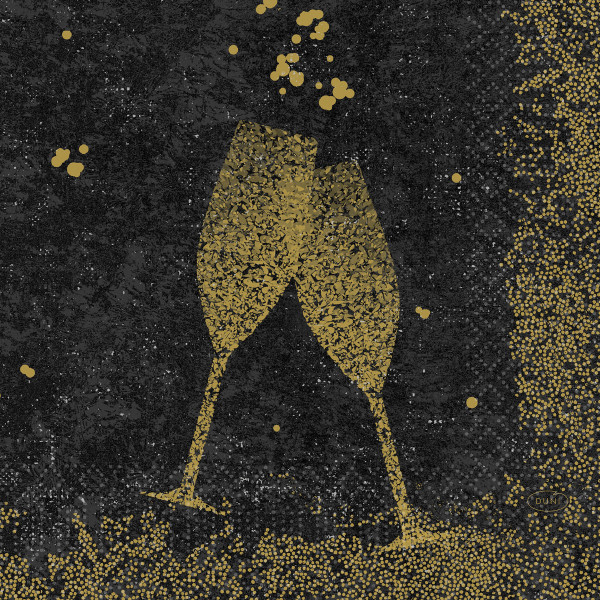 Duni, Zelltuchservietten - Celebrate Black, 33 x 33 cm, 3-lagig, 1/4 Falz