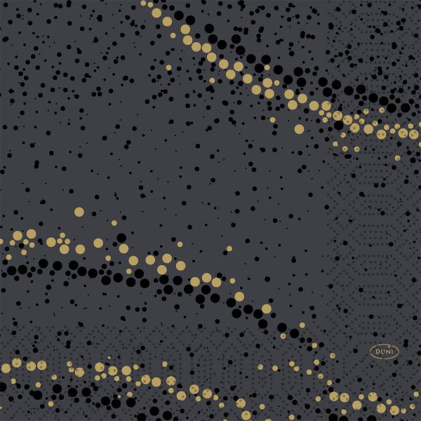 Duni, Zelltuchservietten - Golden Stardust black, 33 x 33 cm, 3-lagig, 1/4 Falz