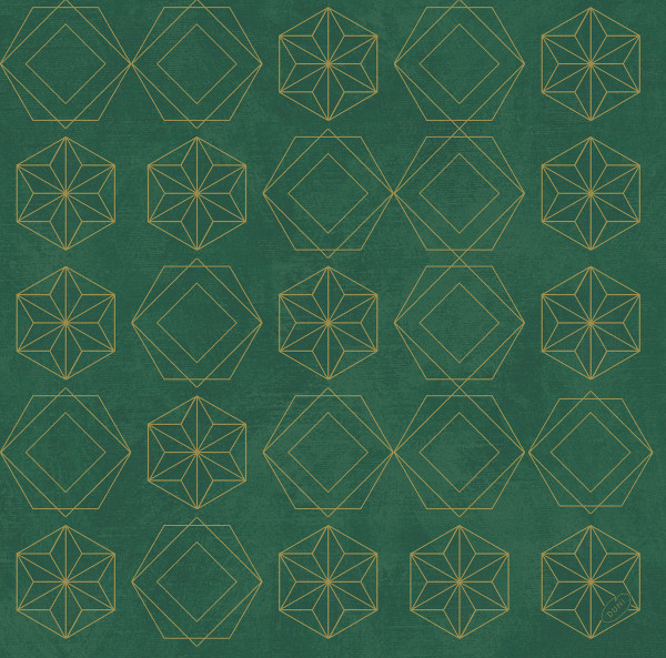 Duni, Dunisoft-Servietten - Gilded Star Green, 40 x 40 cm, 1/4 Falz
