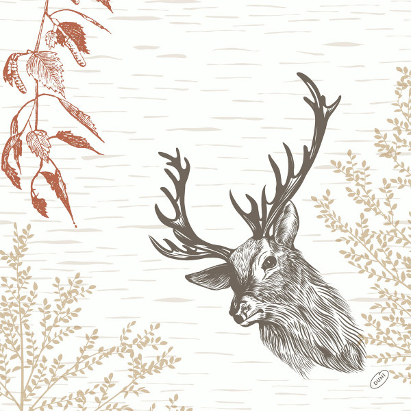 Duni, BIO Dunisoftservietten - Wood & Deer, 40 x 40 cm, 1/4-Falz
