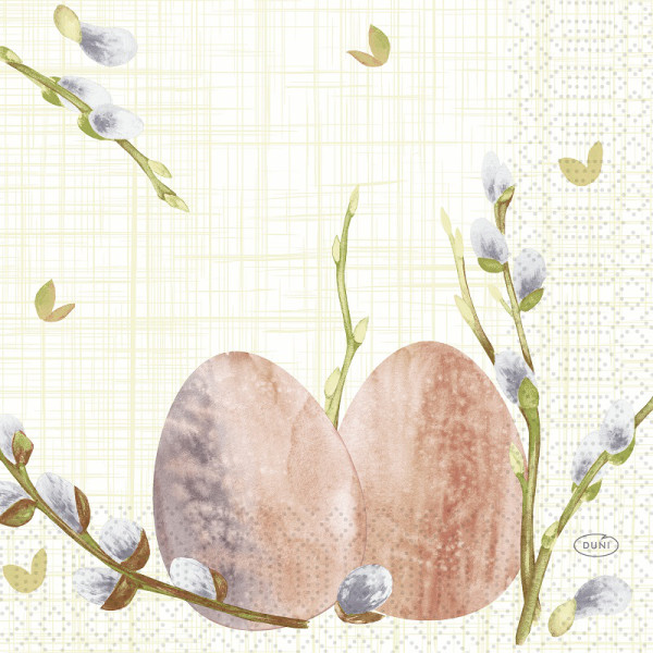 Duni, Zelltuchservietten - Willow Easter, 33 x 33 cm, 3-lagig, 1/4 Falz
