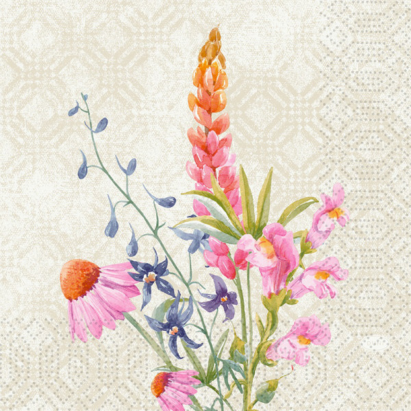 Duni, Zelltuchservietten - Floret, 33 x 33 cm, 3-lagig, 1/4 Falz